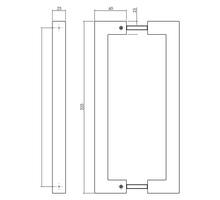 Deurgrepen Vierkant per paar 325x60x25 mm mat zwart