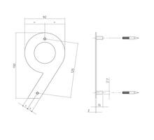 Huisnummer 9 150x2mm RVS geborsteld