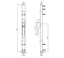 Deurespagnolet niet afsluitbaar Links 2200mm aluminium