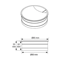 Kabeldoorvoer 60mm aluminium zwart geanodiseerd, diepte 22mm