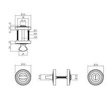 Rozet met toilet-/badkamersluiting Ã¸55x10 mm messing titaan