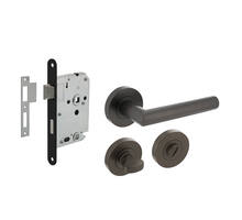 Deurbeslag set toiletslot 63/8+deurkruk Bastian en WC-sl.