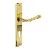 Deurkruk Helena op schild profielcilindergat 72 mm messing