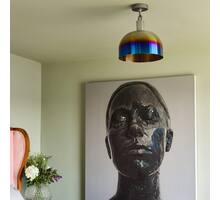 Forked Ceiling/Steel/Large Burnt Steel Shade/Large Opa