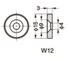 Contraplaat rond 15x3mm, met schroefgat, vernikkeld