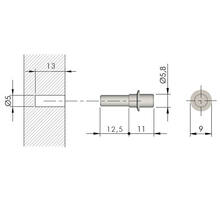 Pen verzinkt voor Flipper, diameter 5mm x 12,5mm lang