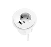 Inbouw module Power spot wit, 60mm. Met Schuko plug.