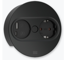 Twist 2 rond mat zwart met 1x wcd + USB A + C lader