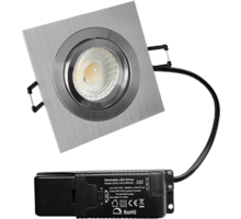 Smooth kantelbare inbouwspot Vierk. Aluminium + Triac driver