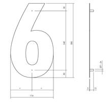 Huisnummer 6 XL hoogte 30cm