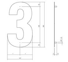 Huisnummer 3 XL hoogte 30cm