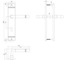 Deurkruk Helena op schild sleutelgat 72 mm messing
