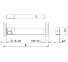 Baski-SF SHE 24V mat zwart links + Rechts voor kast 1200mm
