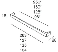 Greep 135x28x16mm glans chroom, hartmaat 128mm