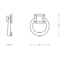 Deurklopper rond 107mm mat zwart