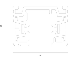 1-Faserail wit afmeting 36x18mm. Lengte:1000mm
