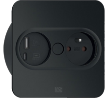 Twist 2 vierkant mat zwart met 1x wcd + USB A + C lader