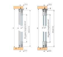 Miniroller beslag voor 1 glasdeur 5mm, geen verticale profie