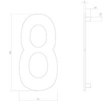 Huiscijfer nr. 8 150mm RVS/mat zwart