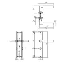 Deurkruk Bau-Stil op schild 245x45 mm WC63/8 mm