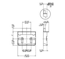 Oplegslot rechts, gebronsd, penmaat 25mm