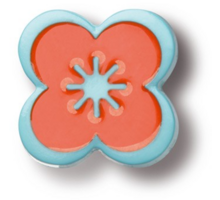 Knop nylon bloem 43x43mm oranje met lichtblauw