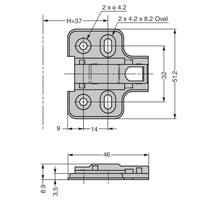 Montageplaat RVS SUS304,  0mm, verstelbaar +/- 2mm