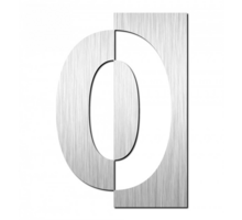 Huisnummer "0" hoogte 125mm, RVS geborsteld