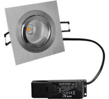 Smooth kantelbare inbouwspot vierk. Aluminium + Triac driver