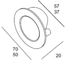 Komgreep rond 70mm mat metallic aluminium, boring 57mm