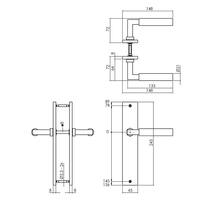 Deurkruk Bau-Stil op schild 245x45mm blind antracietgrijs
