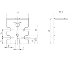 Eurohoek 50x41x26.5mm verzinkt, VE=300 stuks