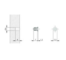 Buffer stift 6mm, schotel rond 7,5mmx1,5mm dik