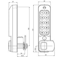 Mauer ELLcam 2.0 pincodeslot, horizontaal rechts, zwart