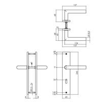 Deurkruk Bastian op schild 245x45mm sleutelgat 56mm