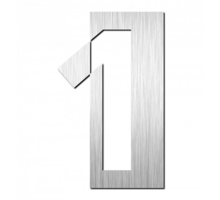 Huisnummer "1" hoogte 125mm, RVS geborsteld