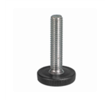 Stelvoet M6, geribbelde voet, draad M6x27mm