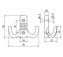 Jashaken RVS look, dubbele haak, 47x70mm, 25mm diep