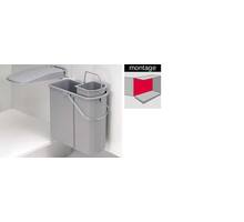 Afvalemmer 19 liter met (14+5) 410 x 210 x 470mm, grijs
