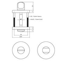 Rozet met toilet-/badkamersluiting ø49x7mm grijs