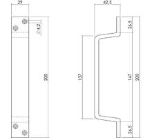 Meubelgreep mat zwart 200x29mm, hoogte 42.5mm