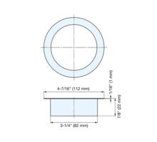 Afvaldoorlaat rond RVS mat, boormaat 82mm, buitenmaat 112mm