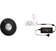 4x Ancona  zwart + 4 x verlengsnoer + MC-Easy + Driver 24W