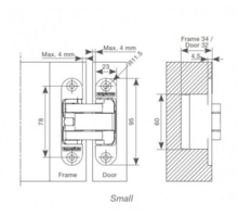 Scharnier invisible Small mat wit  RAL9016 95x23mm