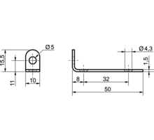 Verbindingshoek 50 x 10 x 15,5 x 1.5mm verzinkt