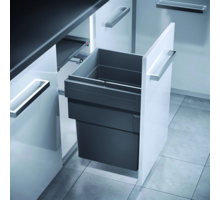 Afvalsysteem 55L donkergrijs met softclose geleiders
