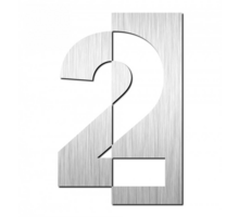 Huisnummer "2" hoogte 125mm, RVS geborsteld