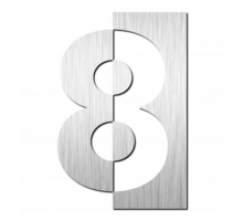 Huisnummer "8" hoogte 125mm, RVS geborsteld