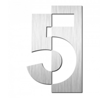 Huisnummer "5" hoogte 75mm, RVS geborsteld