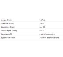 SOSS 218 NP / 28x117 mm / deurdikte ca. 40 mm / vernikkeld